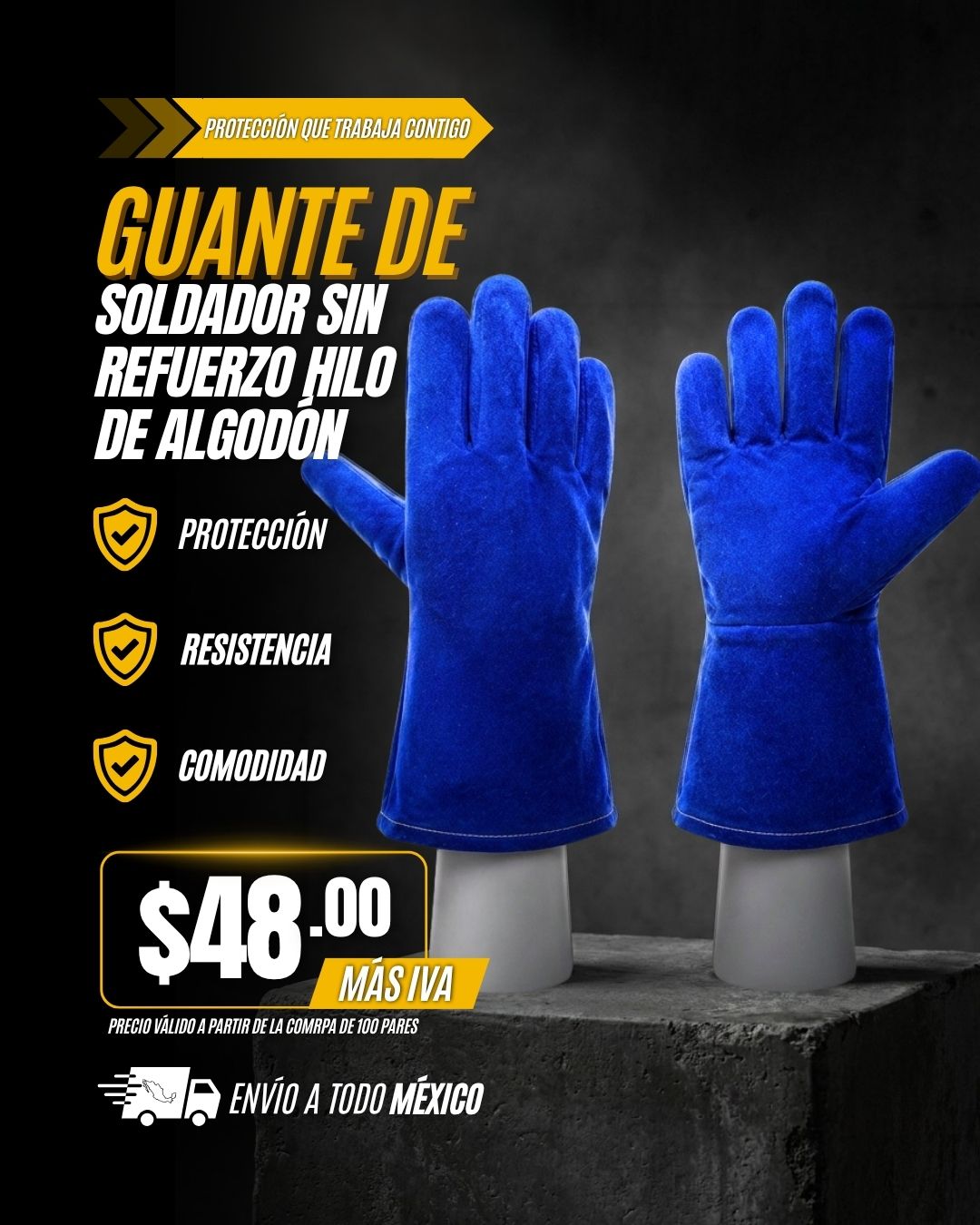 Guante de soldador sin refuerzo hilo de algodón