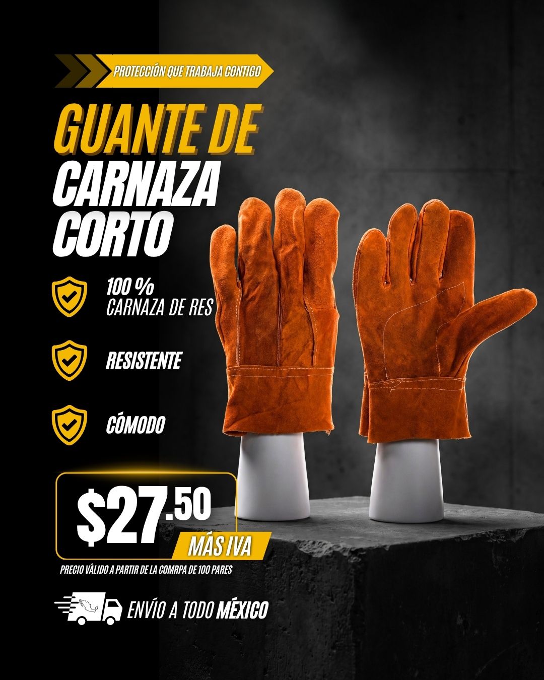 guante de carnaza corto