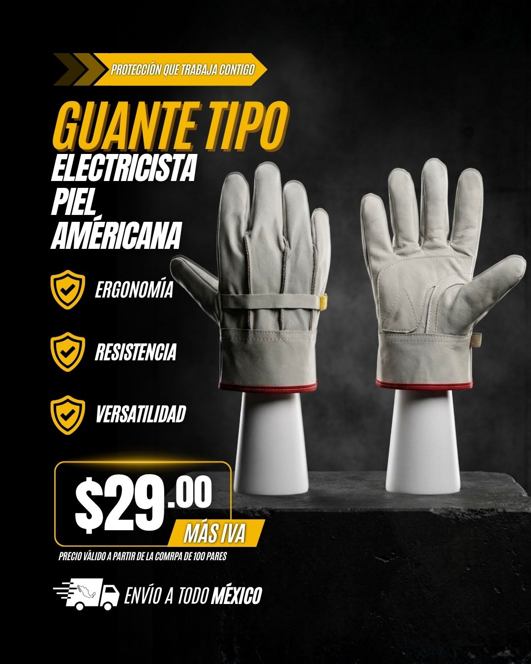 guante tipo electricista piel Américana